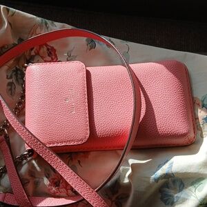 Kate Spade Pink Leather Crossbody Card/Phone Mini Bag NWOT